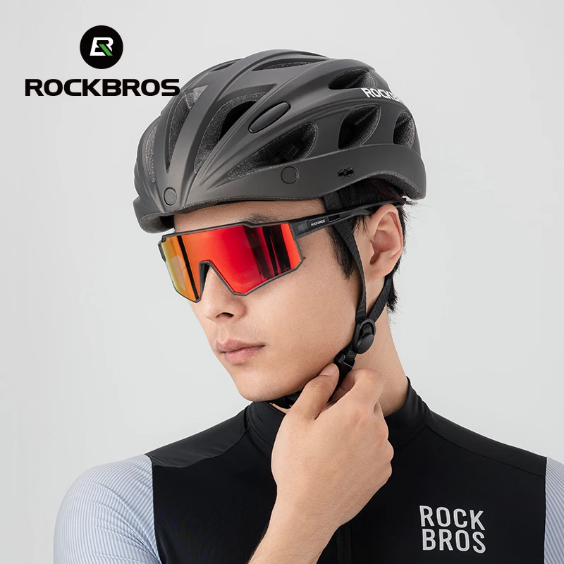 ROCKBROS Ultralight Cycling Helmet 58-62cm Head Circumference Bicycle Helmet Photochromic Goggles Sun Protection Men Bike Helmet