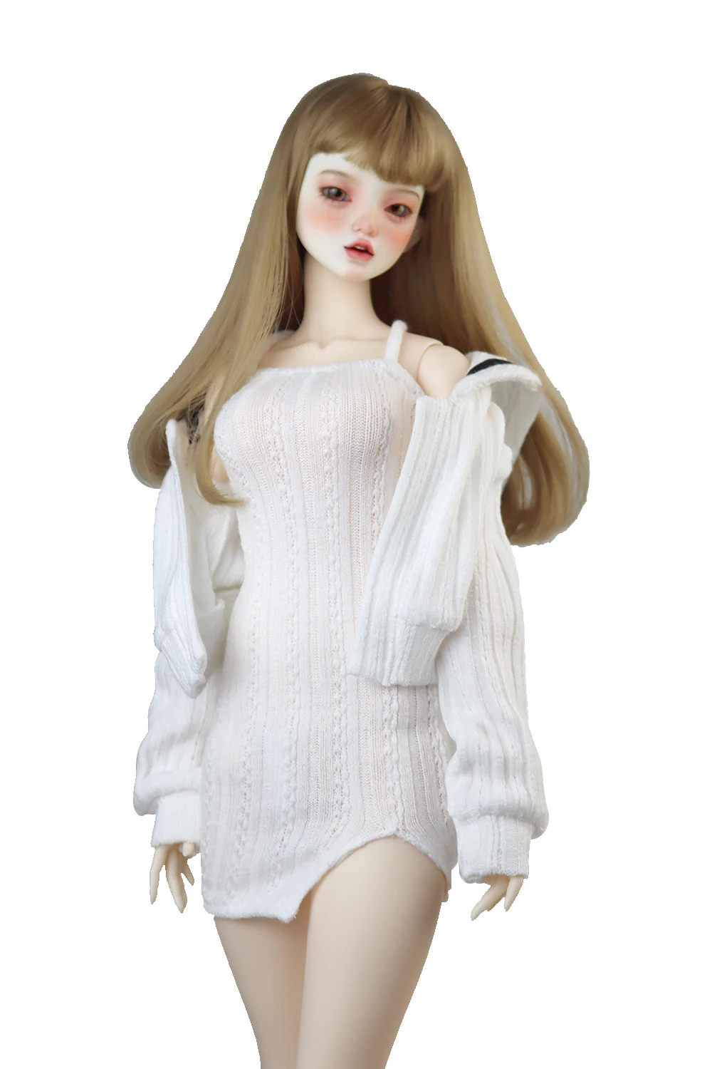 Fashion Knit Slit Skirt Sweater Jacket Grey Pink White Fit 43-60cm 1/3 1/4DD SD BJD Doll Clothes Accessories