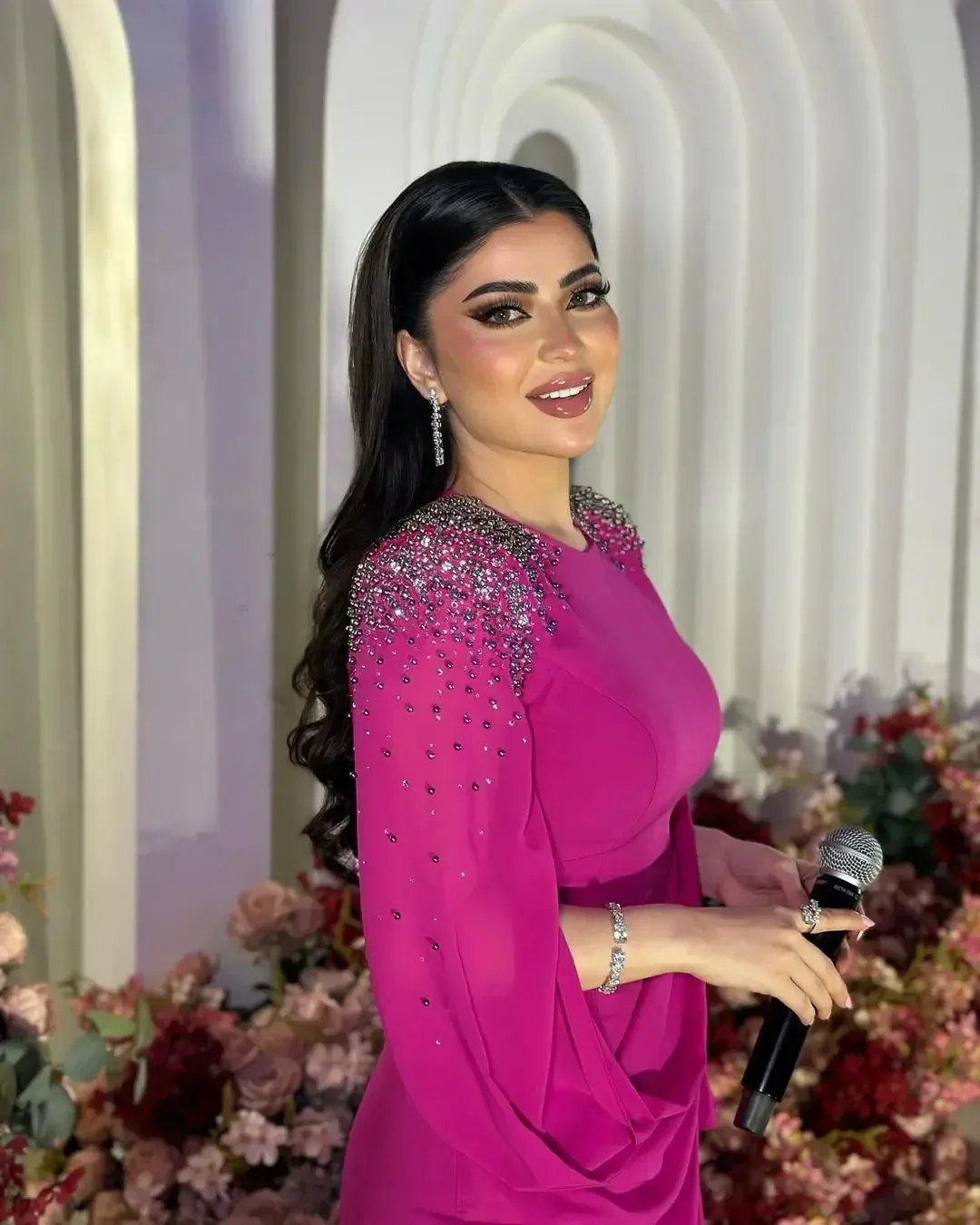 

Arabia Customized Saudi Mermaid Evening Dresses Long Sleeves Prom Dresses O-Neck Beadings Floor Length Party Dresses