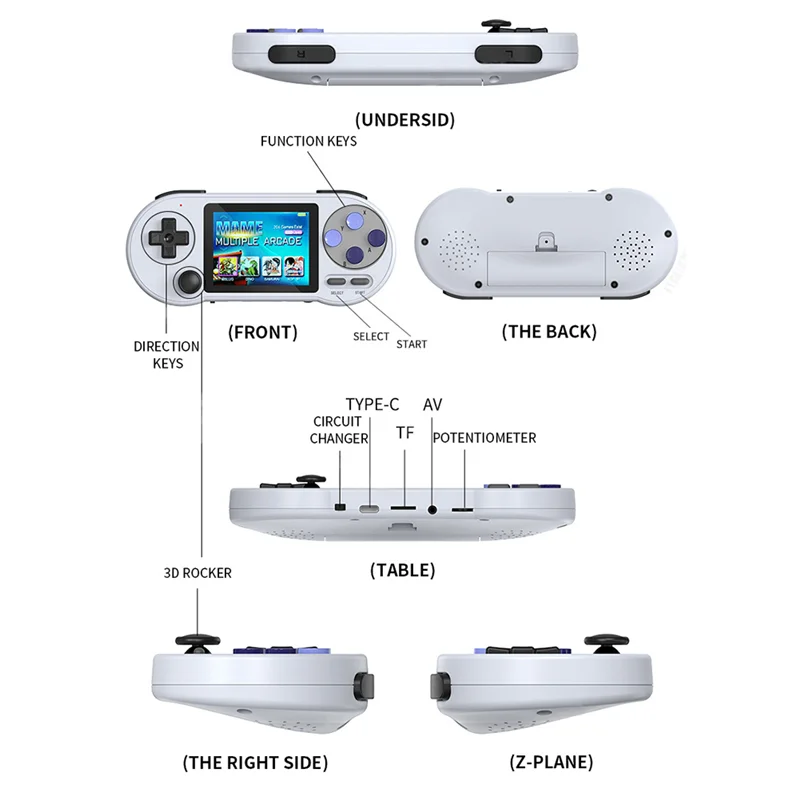 

Портативная игровая консоль AM-SF2000, плеер + ручка, мини-игровой коврик, встроенный 6000 игр, поддержка ретро-игр, AV-выход