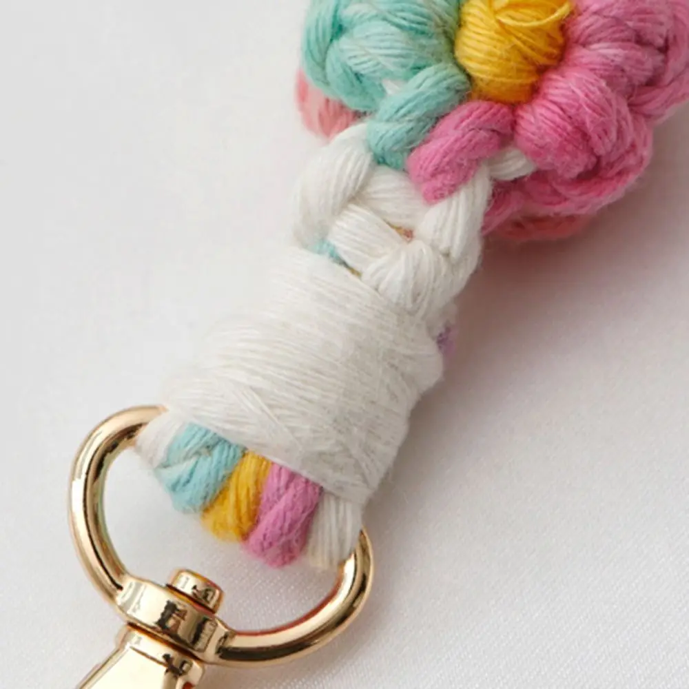 

Wedding Daisy Lanyard Wristlet Keychain Boho Floral Flower Macrame Key Fob Strap