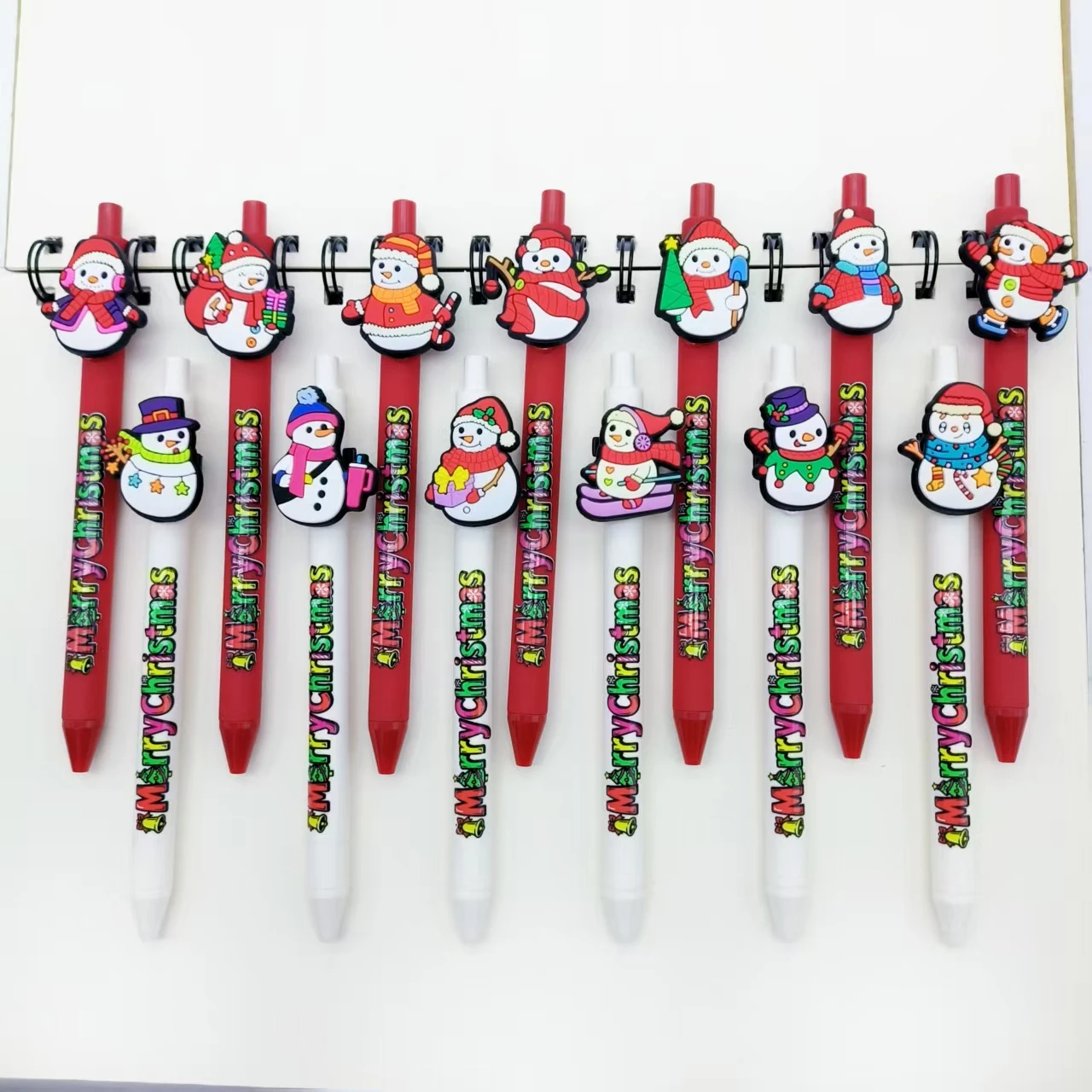 

9/18pcs Christmas Fun Snowman Patch Printing Ballpoint Pen Student Writing Signature Ballpoint Pen Holiday Gift Stationery
