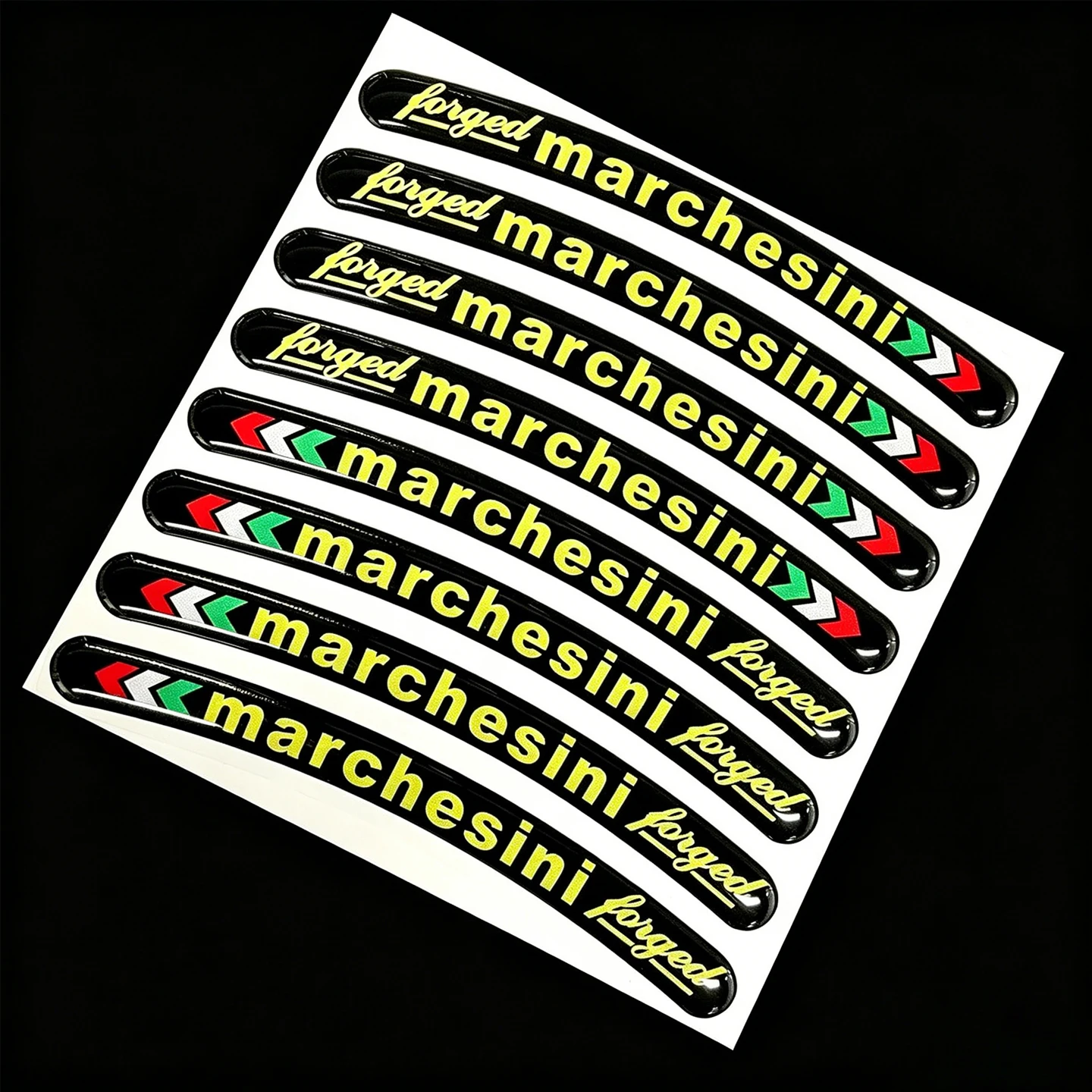8 PCS Marchesini 3D Resin Gel Reflective Motorcycle Wheel Hub Strip Decals Decor 16 17 18 21 inch Moto Rim Accessories Stickers