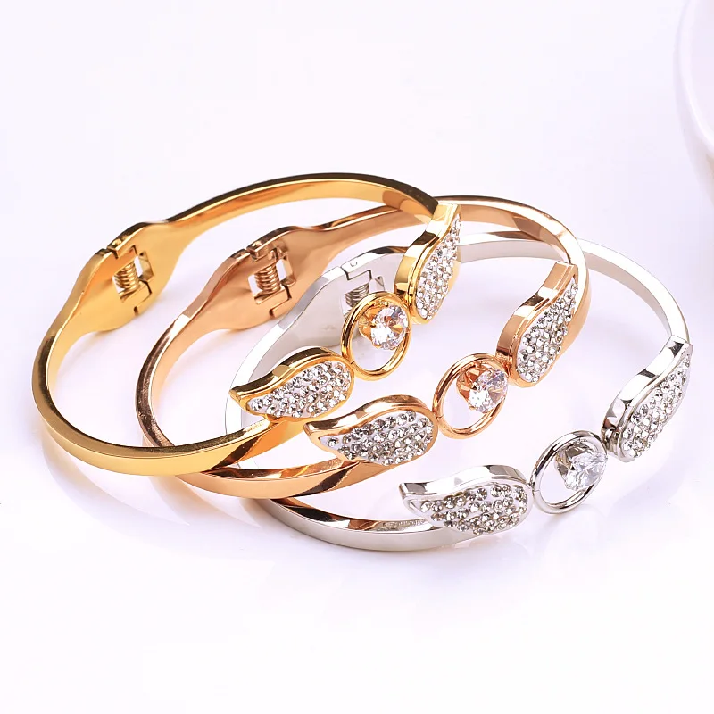 Personalised Diamonds Stainless Steel Bracelet Angel Wings Women's Fashion Jewellery