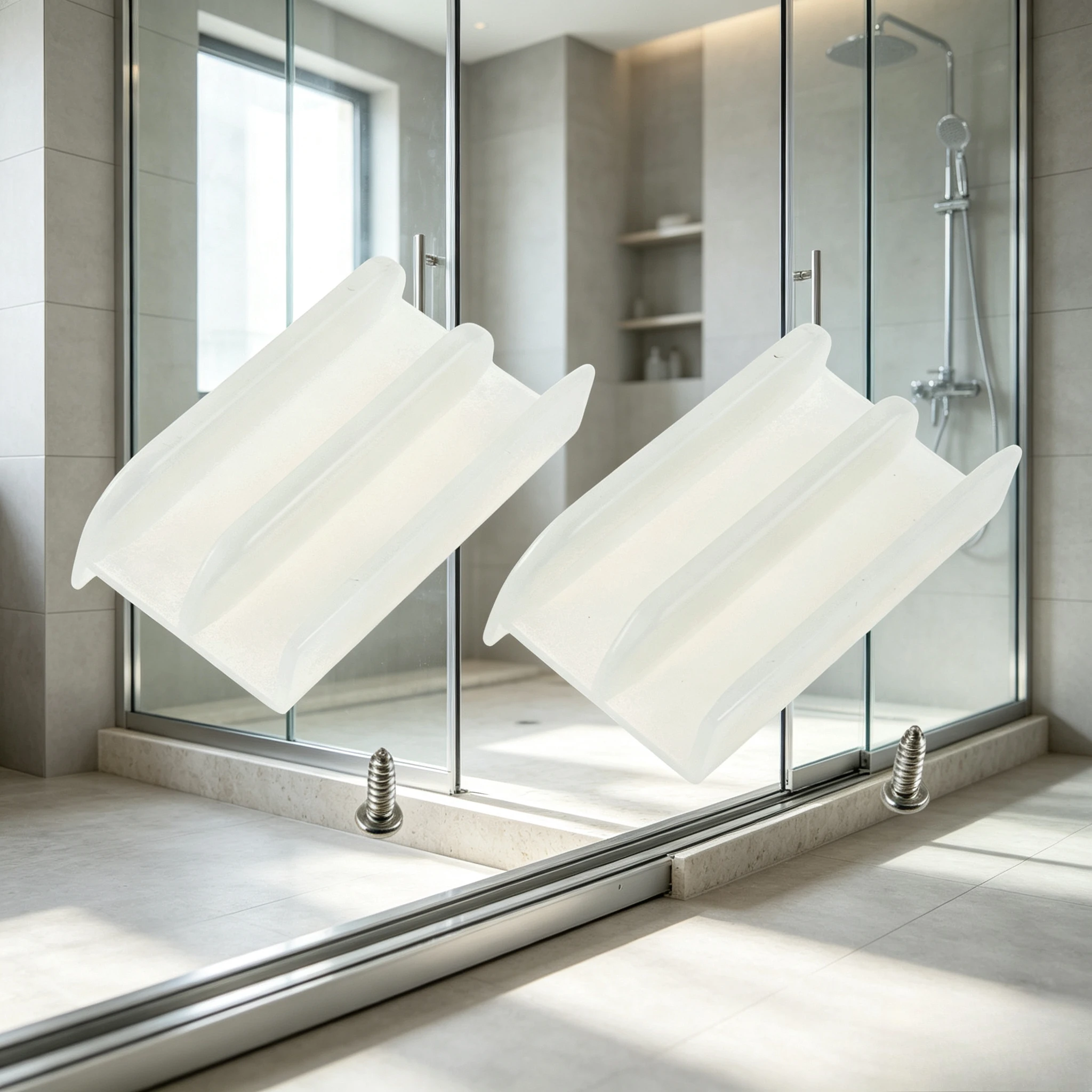 2PCS Plastic Sliding Shower Door Bottom Guide With Screws For 7/16-Inch Thick Glass Shower Door Sound Insulation Easy To Install