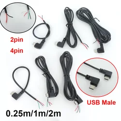 USB 2.0 Type-C 2pin 4pin USB Male elbow Head Cable right angle Plug DIY Power Supply data Charging extension cord