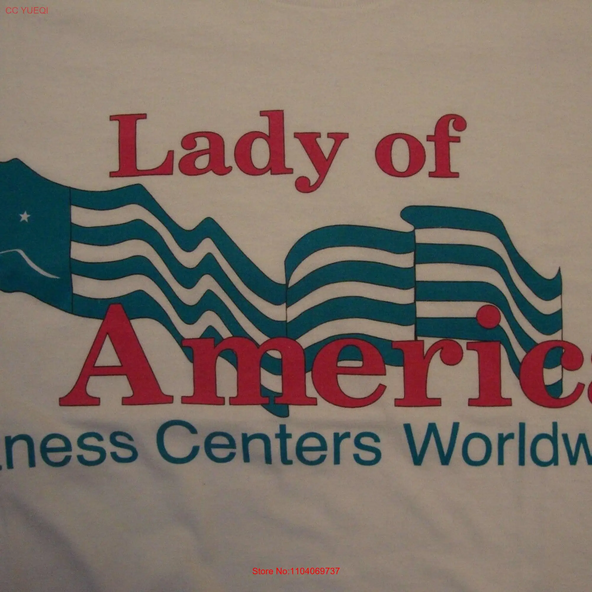 Vintage Lady Of America Fitness Centers Worldwide White T Shirt Size M long or short sleeves