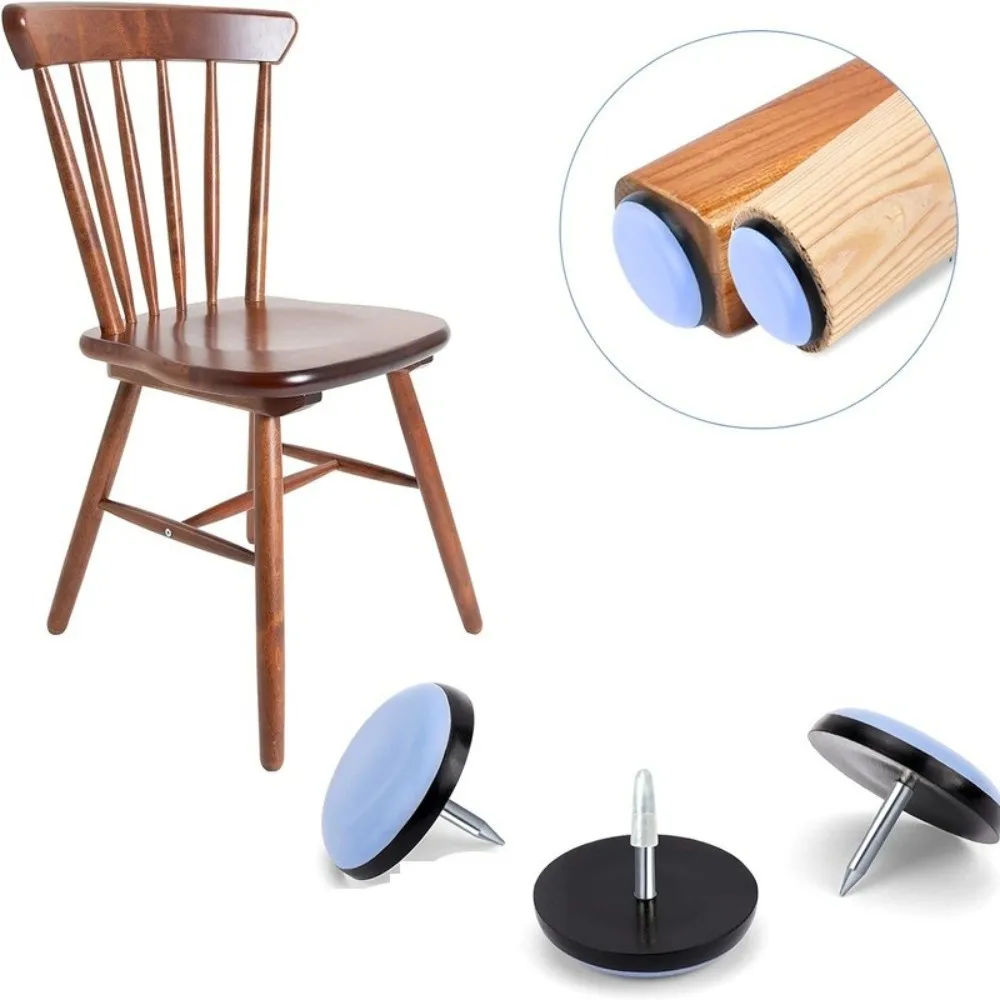 20pcs Round Table Chair Foot Sliders Floor Protection With Nails Furniture Legs Pads Noise Reduction Furniture Sliders Pad