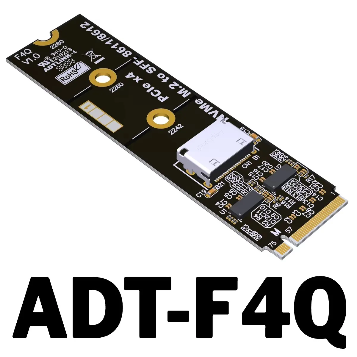 ADT-Link PCI-E 4.0 x4 OCuLink SFF-8611/8612 to M.2 NVME Extension Adapter Card M.2 Key M 2230-2260 SSD NVMe Converter w E-Marker