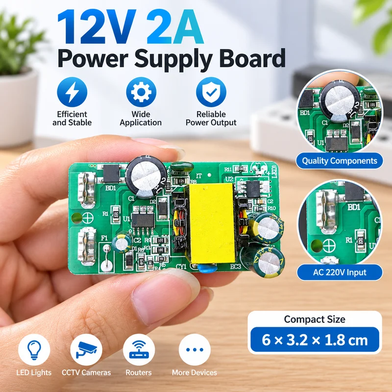 1PC AC 220V to DC 12V 2A Isolated Switching Power Supply Module 24W Built-in AC-DC Converter Board Universal