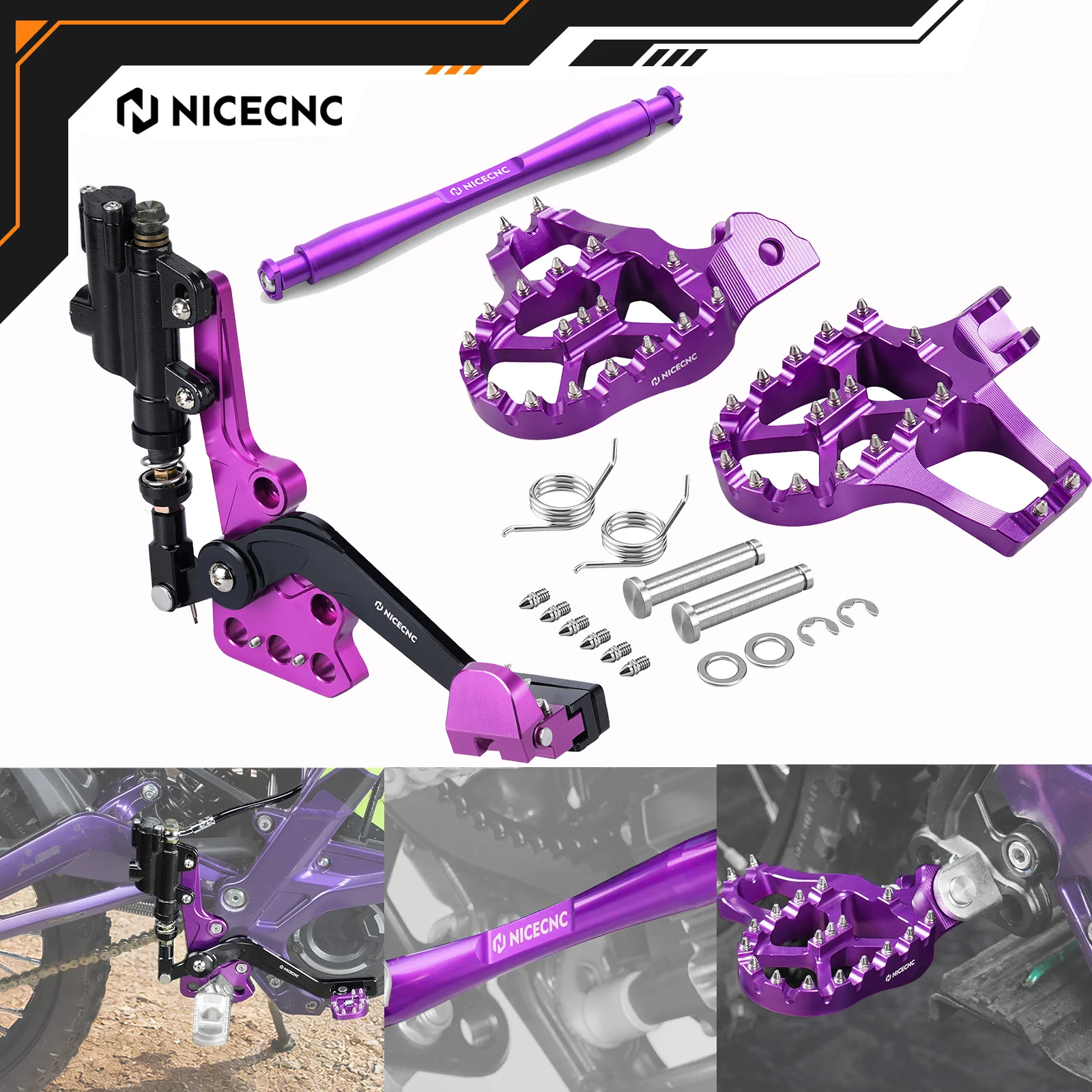 

NICECNC For Surron light bee X S 2017-2024 2023 Segway X160 X260 Hydraulic Rear Foot Brake & Foot Pegs Support Brace & Footrests