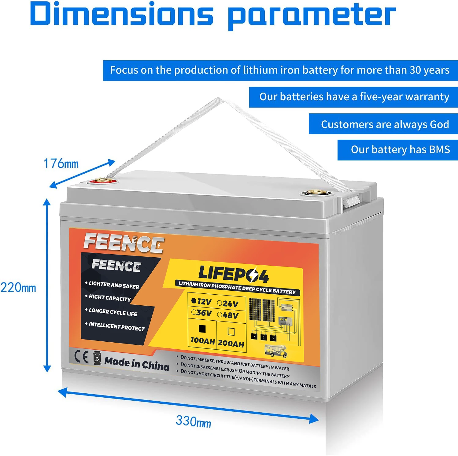 Batteria Lifepo4 12.8V 100Ah 1280Wh potenza fino a 6000 + cicli batterie al litio 12V con caricabatterie 15A per motore da traina da campeggio RV