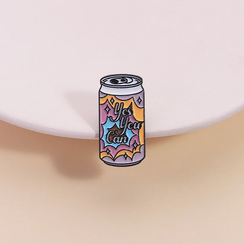 Sí, puedes en botella, broche esmaltado, insignia de dibujos animados para estuche, bolsos, pantalones vaqueros, sudaderas con capucha, Pin de solapa vaquero, joyería, regalo unisex