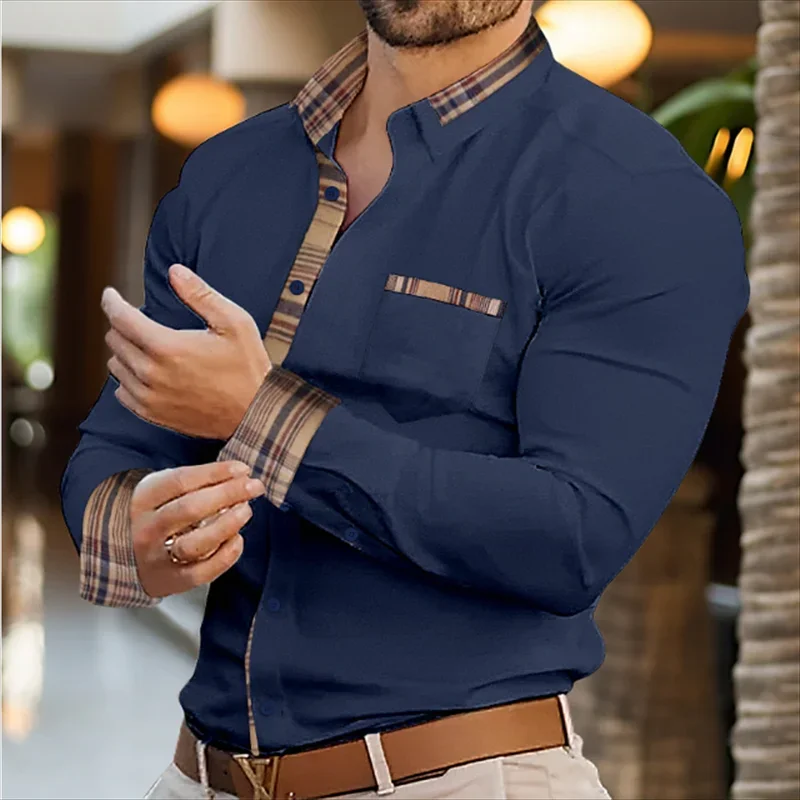2024 New  mens long sleeved shirt Autumn comfortable street clothing Men retro printed long sleeved shirt Fashion lapel shirt