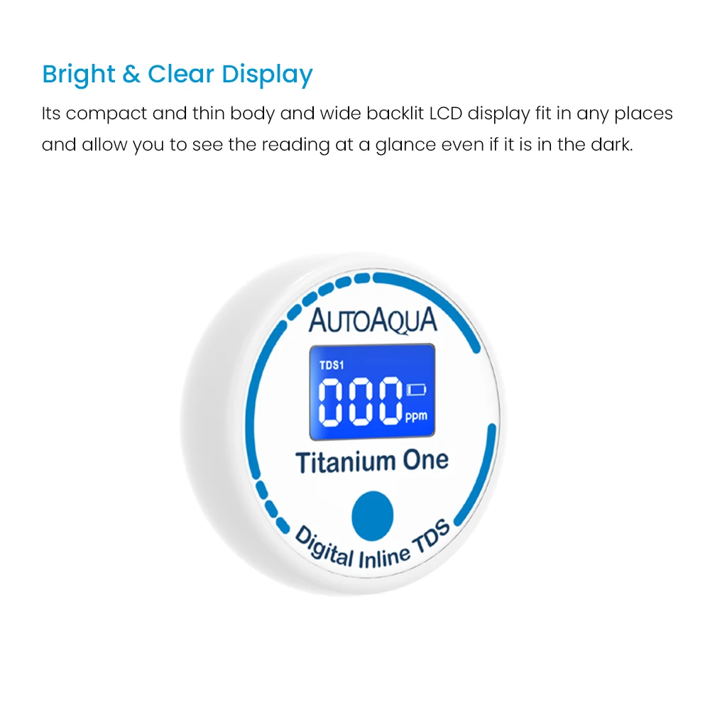AUTOAQUA Titanium One TDS-100 Digital Inline TDS Meter Aquarium Test Monitor Qualify Pure Water