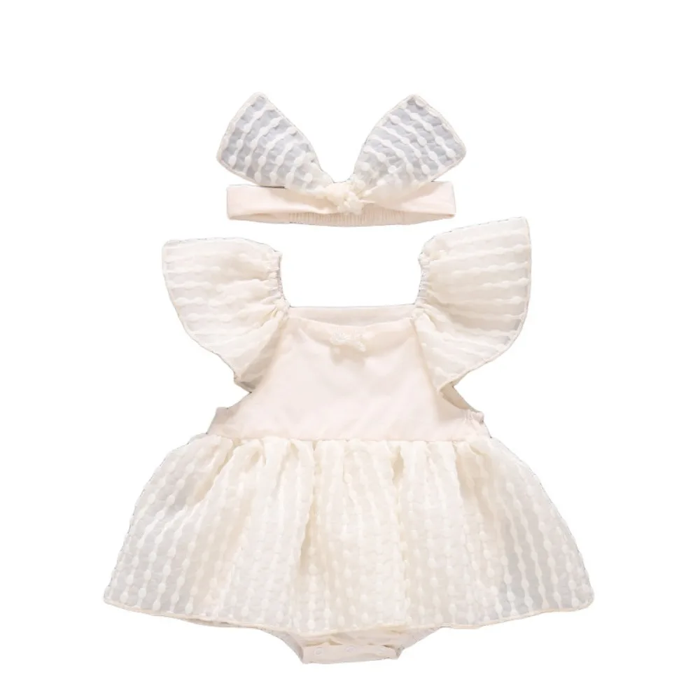 Cute Ruffle Baby Jumper Dress Bodysuit Infant Romper Baby Jumpsuit Sweet Cotton Baby Shorts Climb Suit Infant Wear