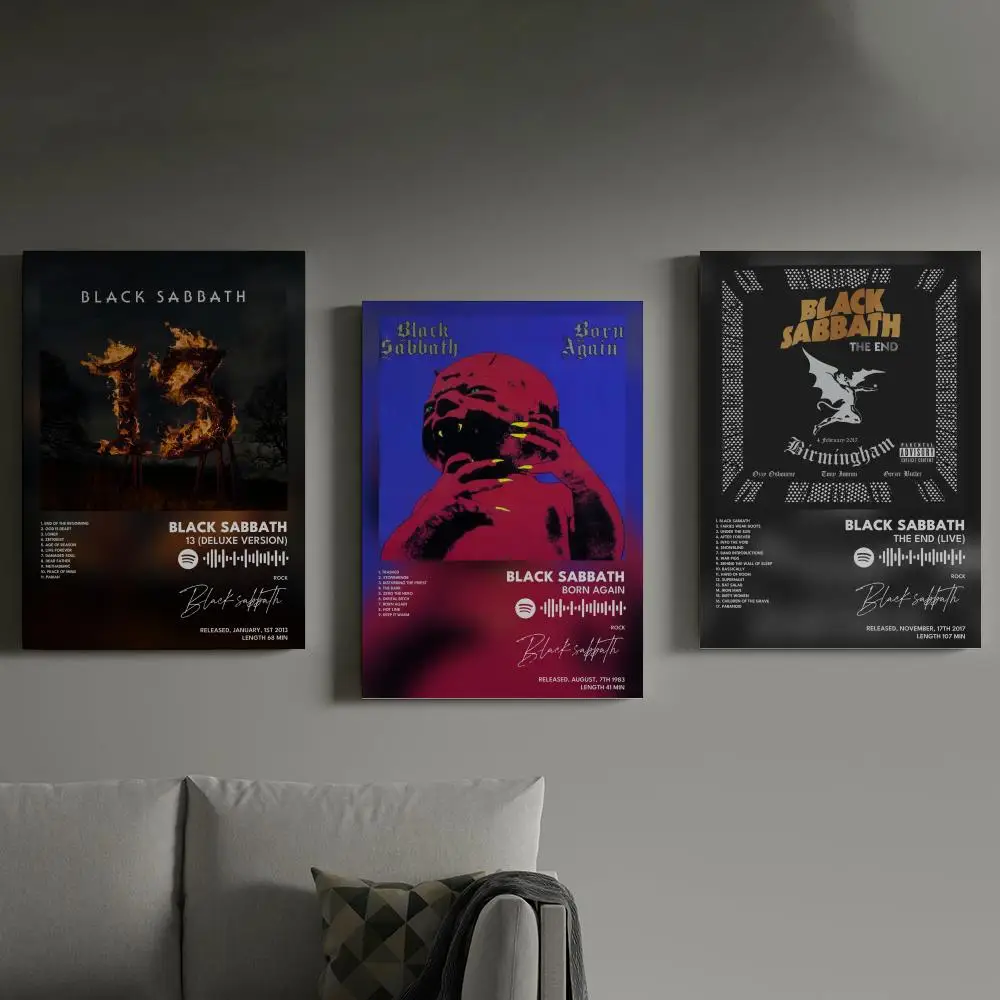 

Blacks S-Sabbath Poster Prints Canvas Painting Wall Art Picture Living Room Home Decor Tracklist Music Album Cover