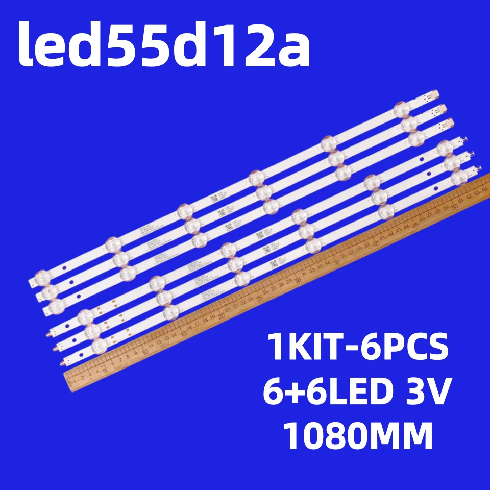 Tira de Retroiluminación LED de 12 LED para 55FN1EA 55FN2EA KIVI 55U7 Haier 55 Smart TV S1 M1 Polaroid P55UF1952U Candy UNO 55