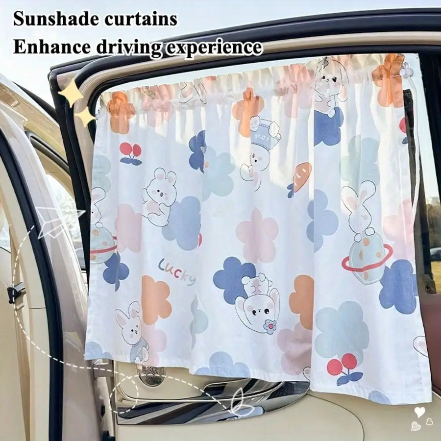 1pc Car Curtain Side Window Sunshade for Car Interior Windshield Sun Protection Summer Cute Cartoon Suction Cup Sun