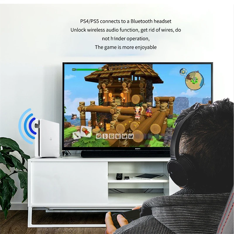 VAORLO USB Bluetooth สเตอริโอเครื่องส่งสัญญาณ Dual Stream Multipoint Latency ต่ำตัวรับสัญญาณ WiFi สำหรับทีวี PC XBOX PS4 PS5สวิทช์