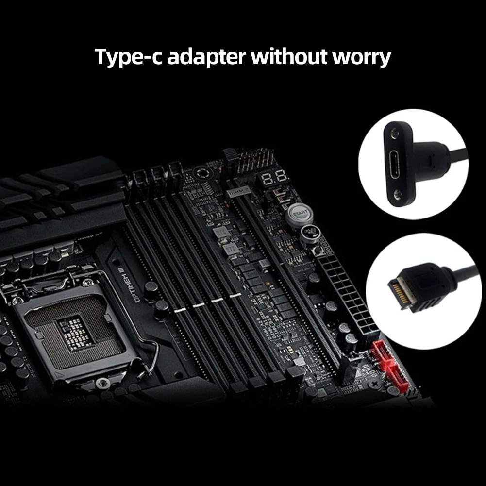 USB3.0 19/20P To TYPE-E Converter Plug Max Transmission Speed 10Gbps Conversion Plug TYPE-C Insert Port for Computer Motherboard