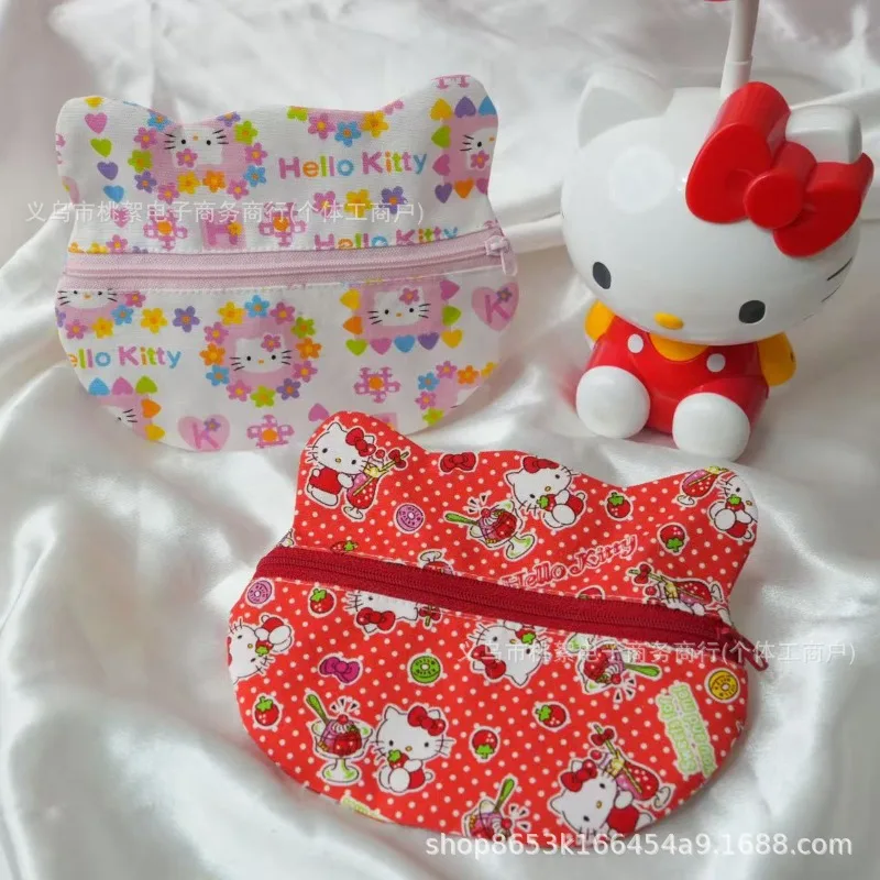 مرحبا كيتي أنيمي Kawaii سانريو Ins موضة مطبوعة قماش محفظة نسائية للعملات المعدنية لطيف الكرتون متعددة الوظائف حافظة للبطاقات هدايا للفتيات