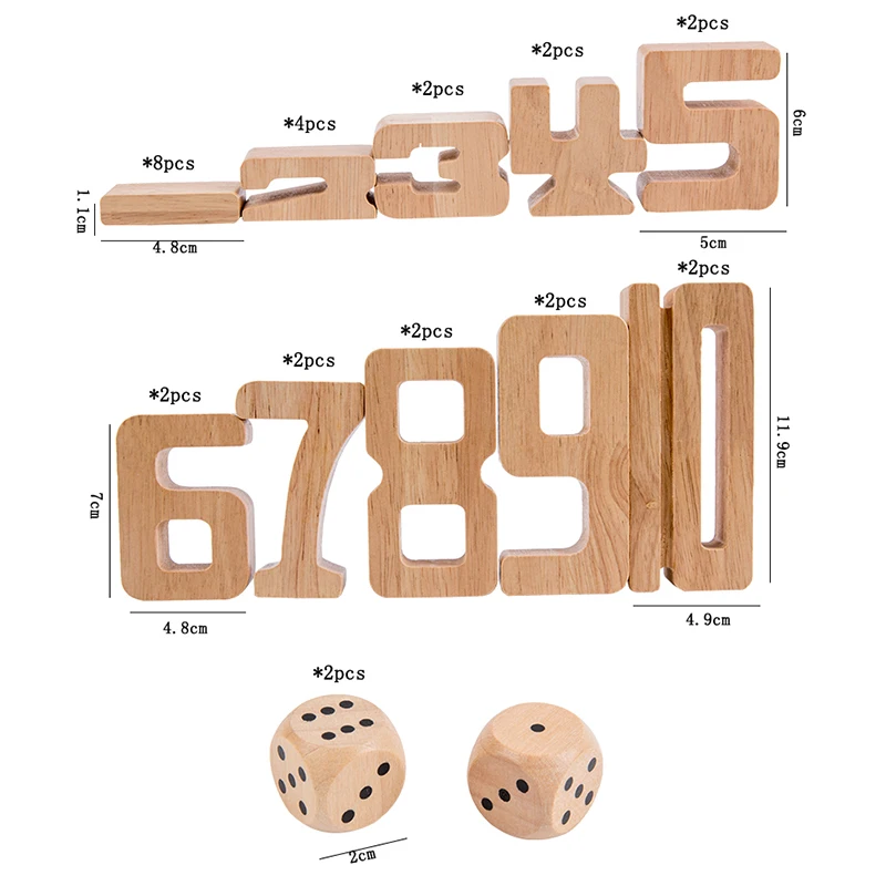 어린이의 수학 학습 게임을 위한 나무 숫자 쌓기 블록 28개로 미세 운동 능력과 인지 능력을 발달시킵니다.