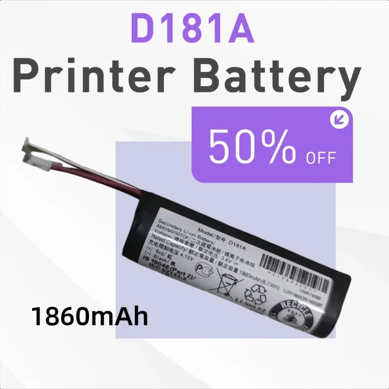 

1860mAh for Epson EPSONR WF100/WF110 D181A Printer Battery