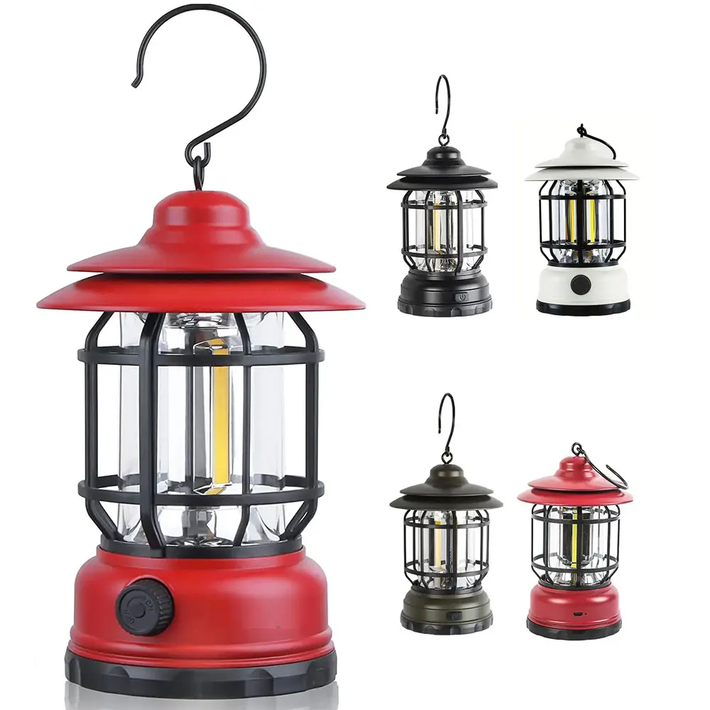 Tent light with infinite dimming, retro camping light, rechargeable flashlight, available in multiple colors