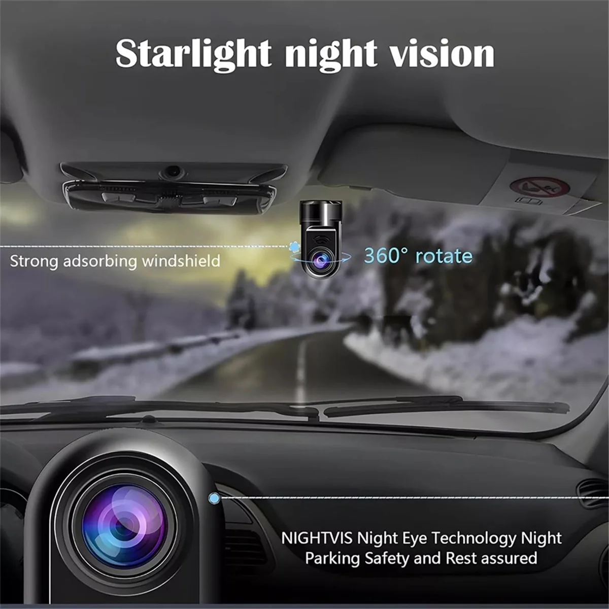 

1080P HD 360° Rotating Mini ADAS Dashcam, Car Dash Camera with 32GB Card, 24H Parking Mode/Night Vision/Motion Detection