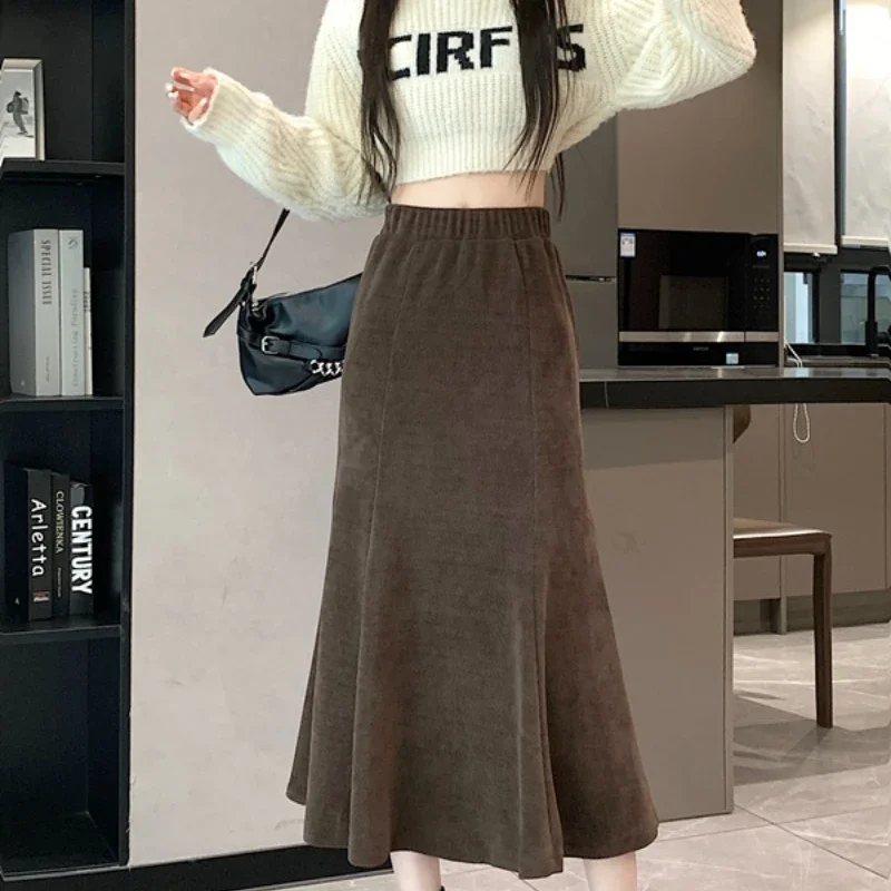 New Arrival Long Skirts Women Autumn Korean Style Office Lady Versatile High Waist A-line Ankle-Length Mermaid Skirts Female