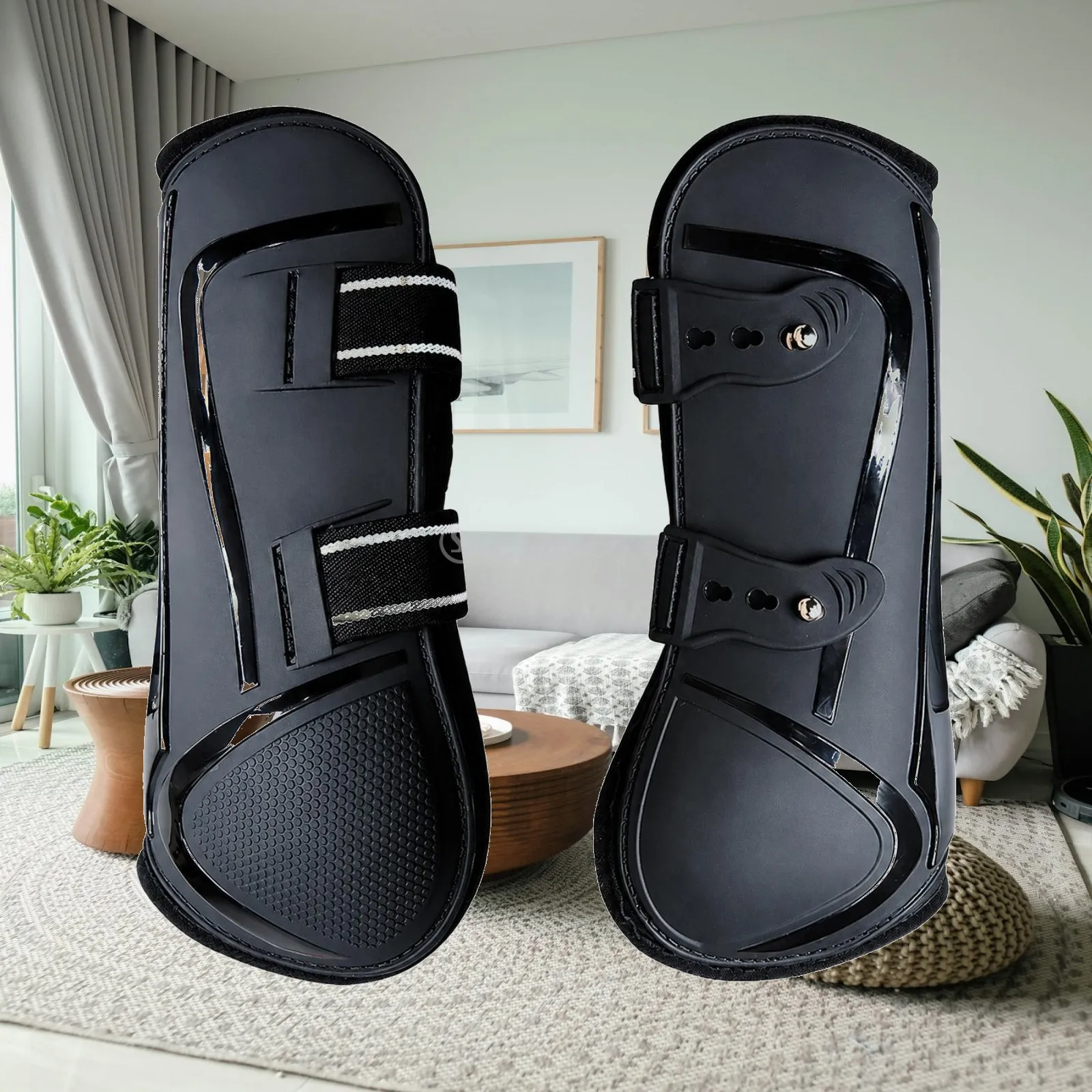 Front-Leg Horse Tendon Protection Boot Safeguarding Horse Tendon Boot with PU Hard Shell Sturdy Snug Fit for Show Jumpers