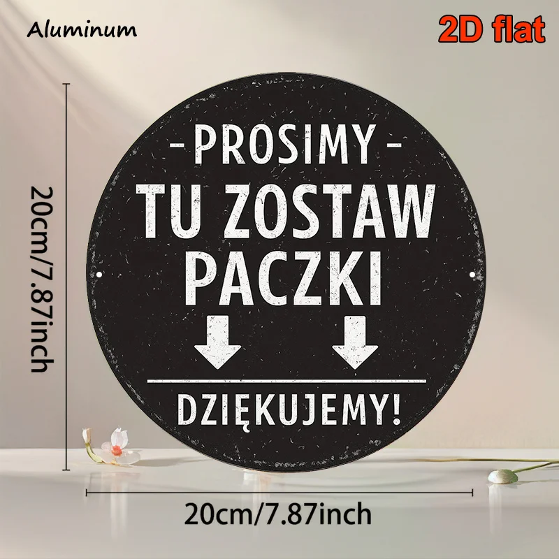 2D Flat, 8x8 Inch Round Polish Aluminum Sign with 