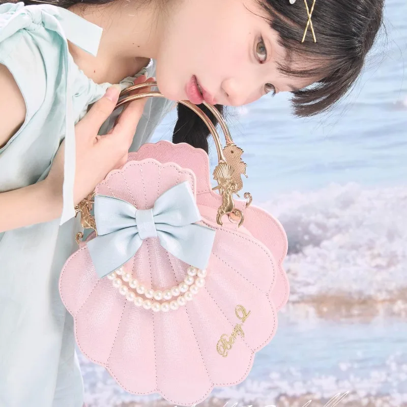 Shell Lolita Ita Bag Sweet Chic Bow Pearl Bolsos Mujer Crossbady Sac Femme Cute Kawaii Hand Bags Original Multi-function Bolso