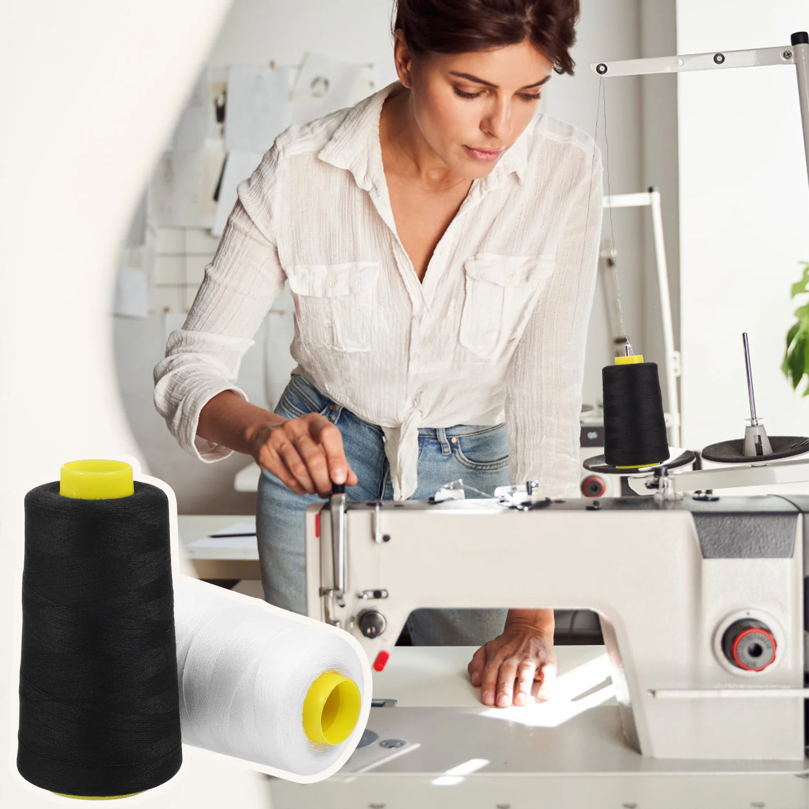 

6Pcs Assorted Polyester Thread Sewing Bobbins Durable Colored Threads for Hand Machine Embroidery Sewing Supplies