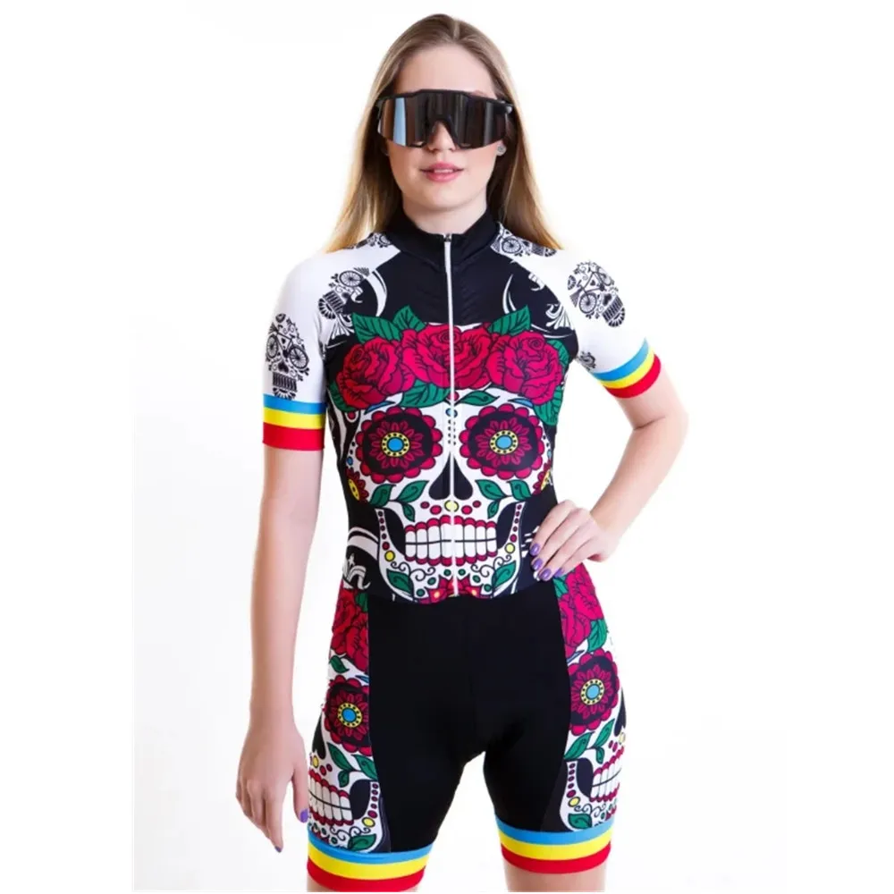 

MACAQUINHO CAVEIRA MEXICANA Women Triathlon Jumpsuit Cycling Jersey Set Bicycle Skinsuit Lislinda Roupa Ciclismo Team Tights Kit