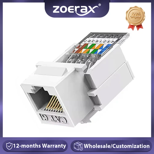 Imagen 1 del producto ZoeRax 10PCS Cat6 RJ45 Módulo Ethernet Keystone sin herramientas Adaptador de pared con conector hembra (no compatible con panel de conexión)