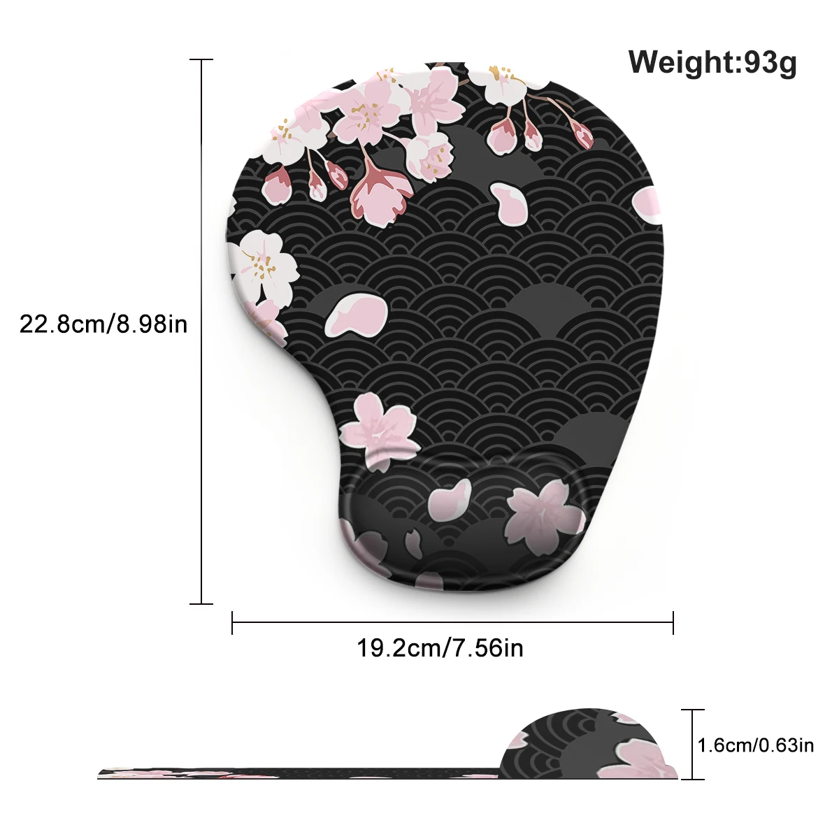 Oriental Cherry And Wave Mouse Pad Wrist Ergonomic Soft Anti-Slip Wrist Rest Support Mat Computer Mouse Pad for Office  PC