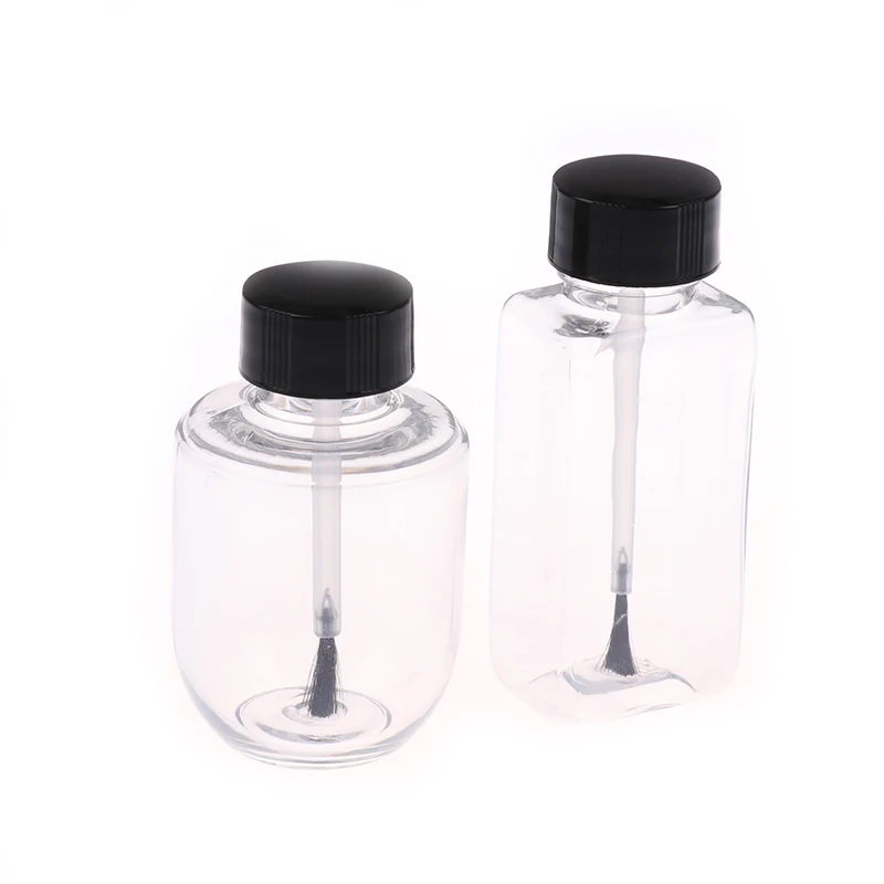 High Quality 30ml Plastic Nail Polish Bottles Refillable Jars Storage Liquid Paints Pots With Brush Empty Containers