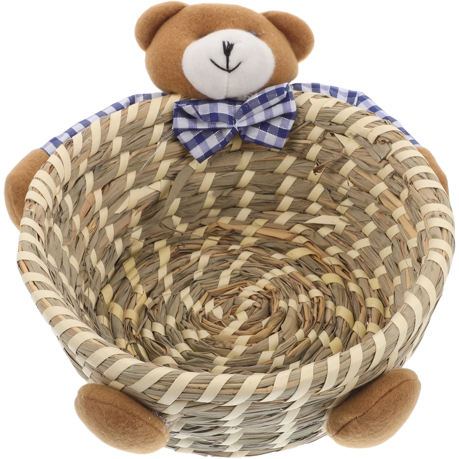 Bear Storage Woven Wicker Straw Home Decor Large Capacity Kids Room Blanket Holder Christmas Picnic Laundry Small Storage Basket