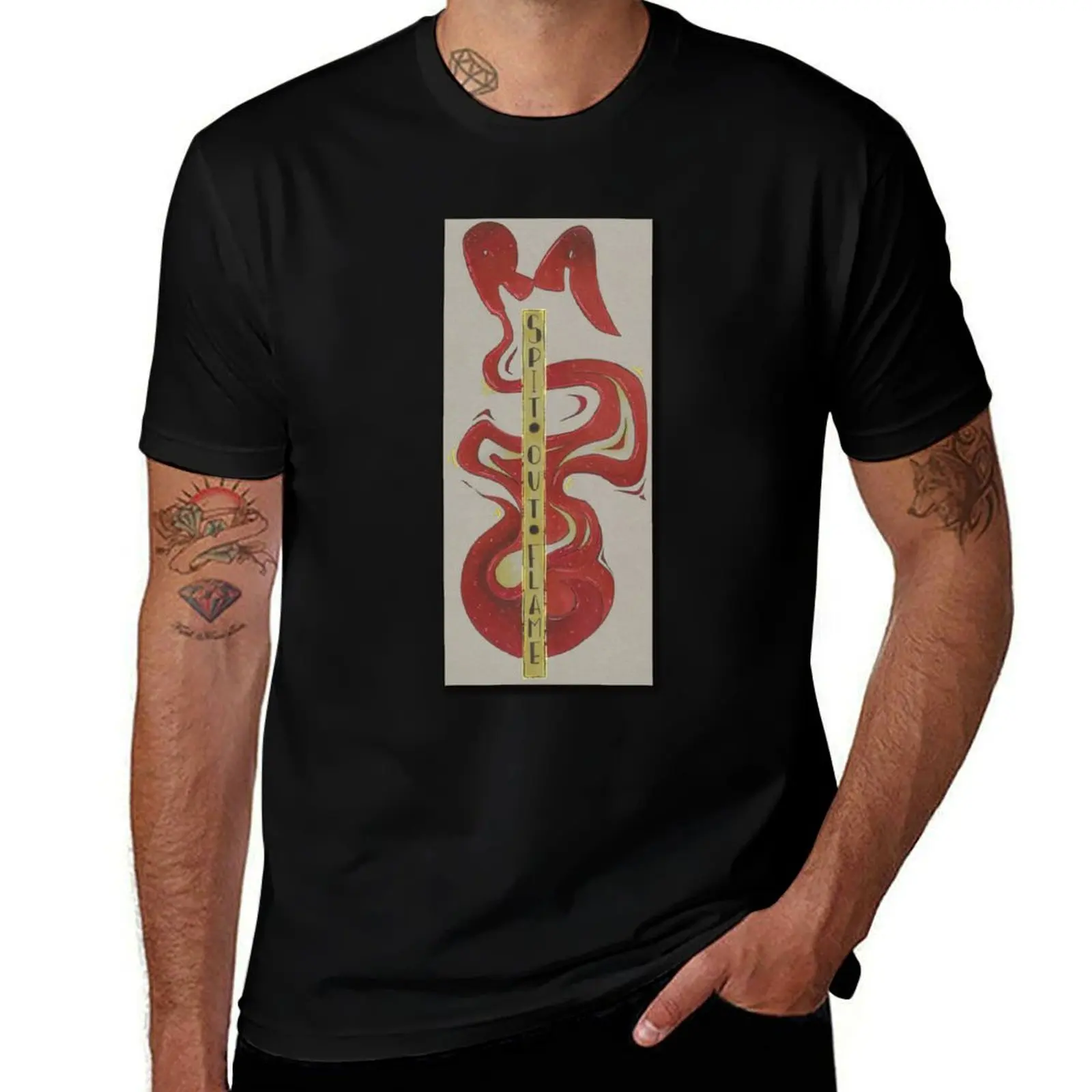 

Ra Spit Out Flame T-Shirt Daily Wear Plain Short Sleeve Shirt