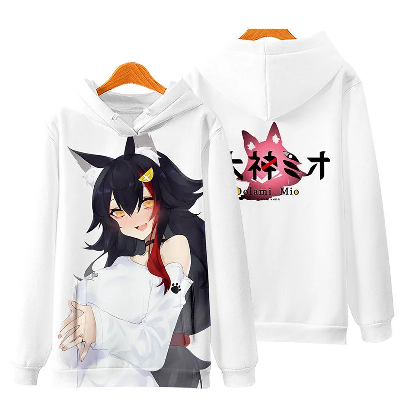 Hololive VTuber Ookami Mio 3D Printing Hoodies Men Women Long Sleeve Hoodie Sweatshirt Fashion Harajuku Jacket Cosplay Costume