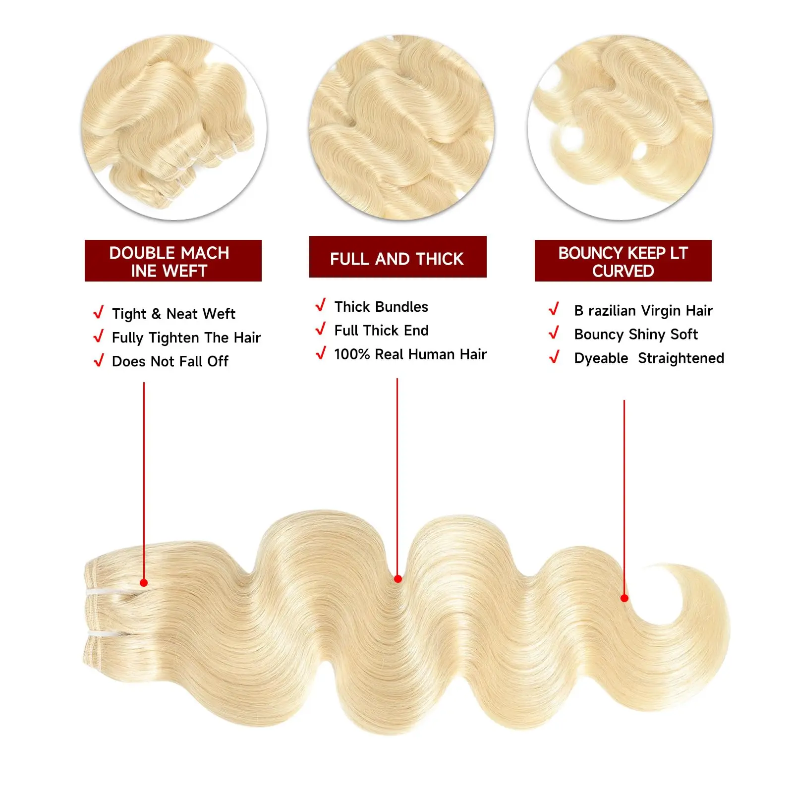 Body Wave 1/3/4 Bundles Honey Blonde Brazilian Hair For Braiding Super Long Wavy Wigs Body Wave 613 Loose Wave Wigs For Women