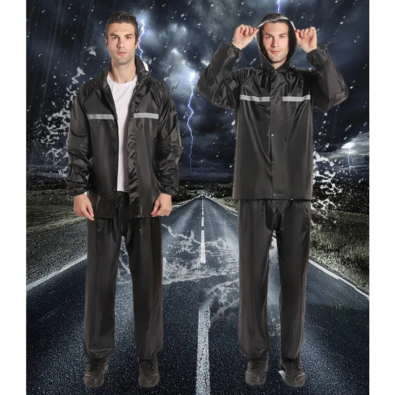 Traje de lluvia impermeable para hombre y mujer, abrigo transpirable con tira reflectante, pantalones para viajes, pesca y senderismo