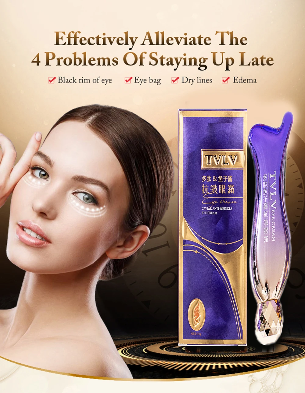 2pcs Polypeptide Caviar Anti-wrinkle Massage Eye Cream To Lift, Tighten and Fade Fine Lines and Dark Circles Eye Care