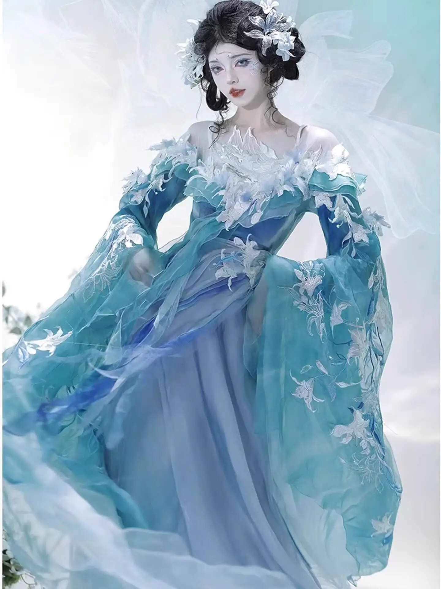 New Hanfu Women Heavy Industry Embroidery Hand Over Waist Length Improve Warring States Robe Fiesta Carnival Halloween Cosplay