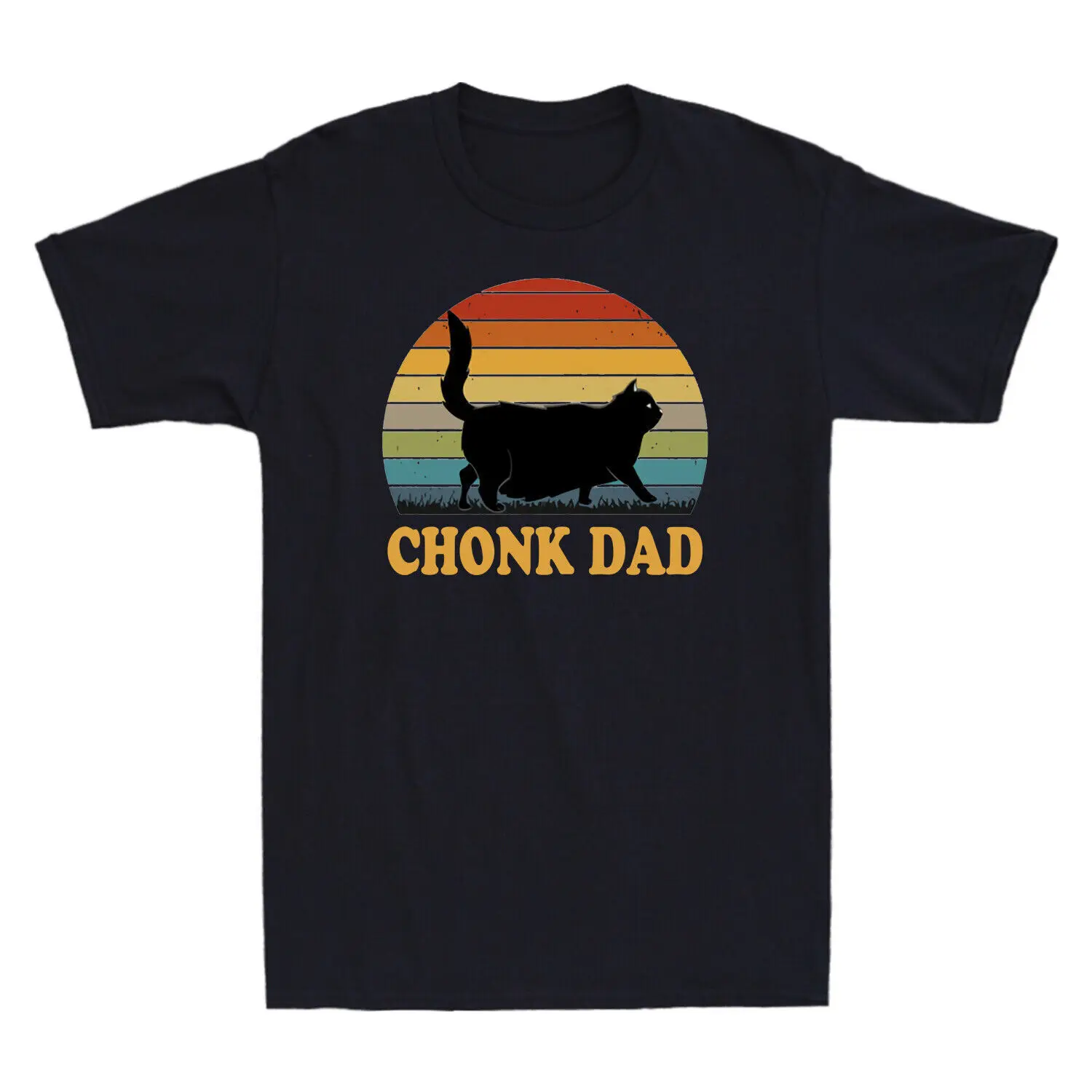 

Chonk Fat Cat Dad Funny Meme Retro Style Daddy Cats Vintage Shirt Black T-Shirt