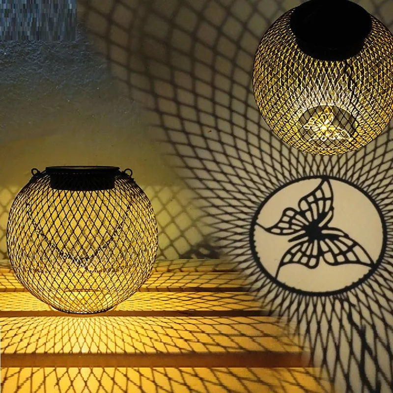 LICE-полый простой солнечный садовый светильник, проекционный фонарь, газон, наружное украшение, водонепроницаемый подвесной светильник