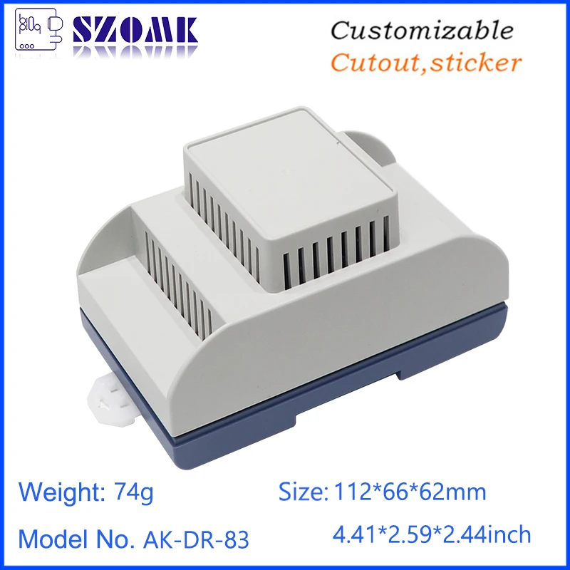 ABS Plastic Din Rail Enclosures flame retardant material UL-94-V0 112*66*62 mm Industrial Control Electronic Box with Clips