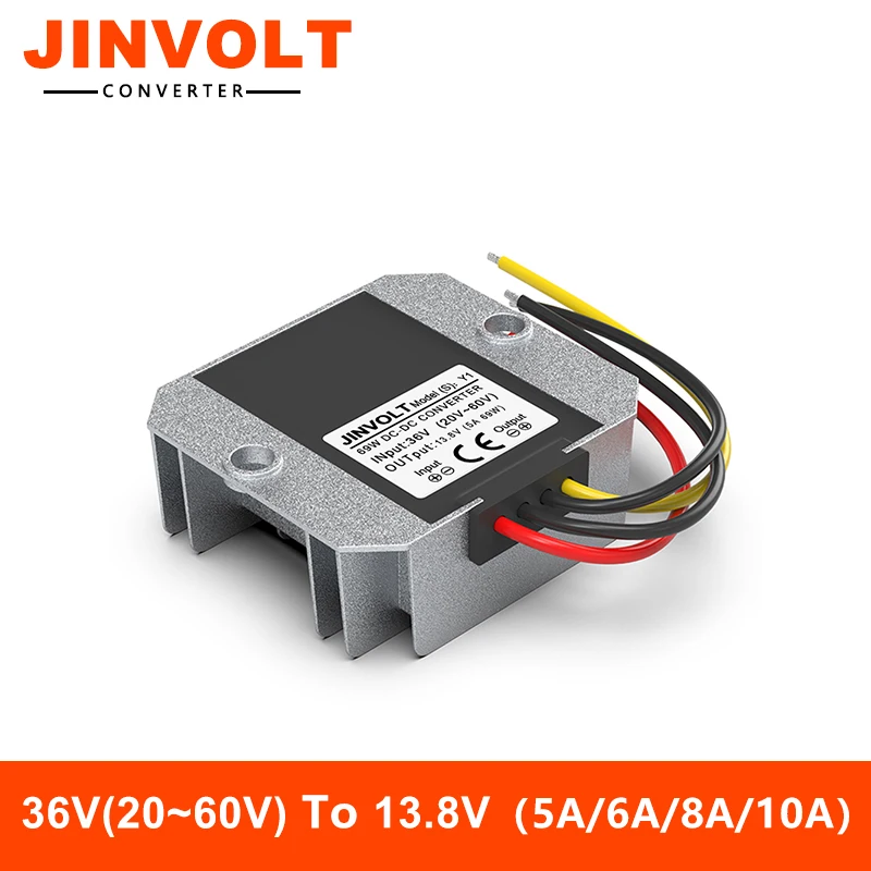

Понижающий модульный преобразователь постоянного тока от 36 В до 13,8 В (вход 20–60 В, выход 5 А/6 А/8 А/10 А), преобразователь постоянного напряжения